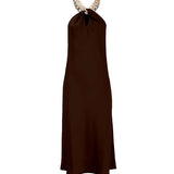 Elegant dress with chain on the neck