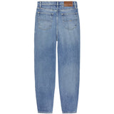 Jeans Mom Fit tapered con abrasioni denim chiaro