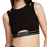 TJW Crop tank top with black logo taping tape