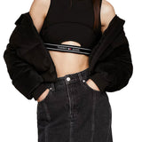 TJW Crop tank top with black logo taping tape
