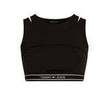 TJW Crop tank top with black logo taping tape