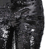 Pantalone zampa paillettes nero