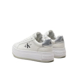 Sneakers bold platform e logo low bianco/argento