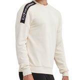 Felpa girocollo jersey con stampa logo sulla spalla panna