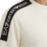 Felpa girocollo jersey con stampa logo sulla spalla panna