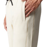 Pantalone jogger tape logo bianco laterale panna