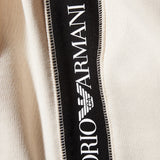 Pantalone jogger tape logo bianco laterale panna