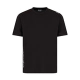 T-shirt manica corta banda logo laterale nero