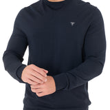 Maglione girocollo a coste blu