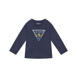T-shirt a maniche lunghe logo ricamo blu