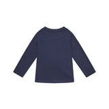 T-shirt a maniche lunghe logo ricamo blu