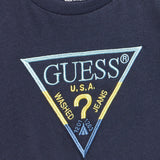T-shirt a maniche lunghe logo ricamo blu
