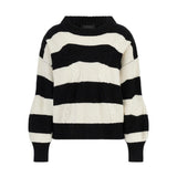 Maglione a barca intrecciato bianco/nero