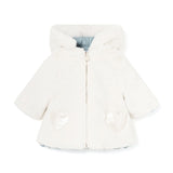 Piumino zip cappuccio reversibile celeste/bianco