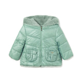 Piumino cappuccio reversibile verde acqua