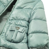 Piumino cappuccio reversibile verde acqua