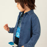 Camicia manica lunga jeans denim scuro