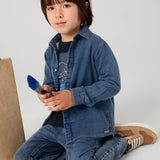Camicia manica lunga jeans denim scuro