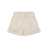 Shorts in cotone effetto glitter beige