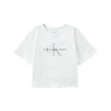 T-shirt teen monologo glitter bianco