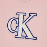 T-shirt teen logo monogram flock boxy rosa
