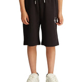 Shorts teen in felpa logo monogram nero