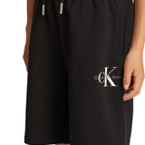 Shorts teen in felpa logo monogram nero