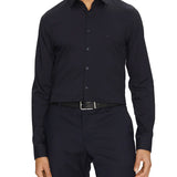 Camicia slim fit in solid lyocell blu