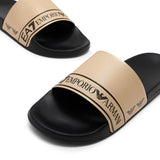 Ciabatta fascia logo pvc nero/oro