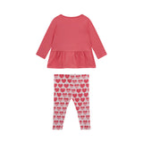 Completo 2 pz neonata t-shirt e leggings fantasia cuori fucsia