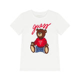 T-shirt neonato stampa teddy in cotone bianco