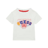 T-shirt neonato con stampa logo university in cotone bianco