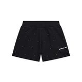 Shorts in felpa con applicazione strass nero