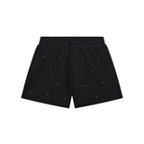 Shorts in felpa con applicazione strass nero