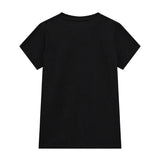 T-shirt logo applicazione strass e paillettes nero