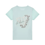 T-shirt stampa loogo triangolo celeste
