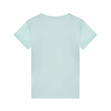 T-shirt stampa loogo triangolo celeste