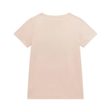 T-shirt logo strass in cotone rosa