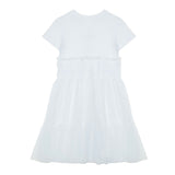Abito mixed fabric con tulle bianco