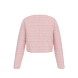 Giacca con bottoni e tasche applicate in tweed rosa