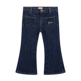 Jeans neonata a zampa in denim scuro