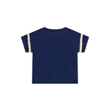 T-shirt istampa orsetto e rouche rosa