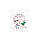 T-shirt stampa con paillettes bianco