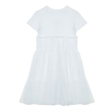Abito kids mixed fabric con tulle bianco