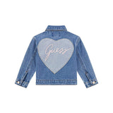 Giubbotto di jeans con ricamato posteriore denim chiaro