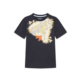 T-shirt stampa logo effetto brush blu