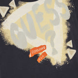 T-shirt stampa logo effetto brush blu