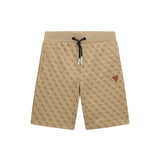Shorts in felpa con logo allover beige