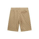 Shorts in felpa con logo allover beige