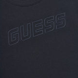 T-shirt logo tono su tono in cotone blu notte